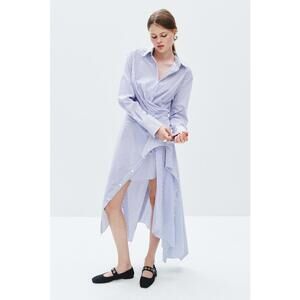 Monse Blue Cascade Shirt Dress Size 6 with Hole